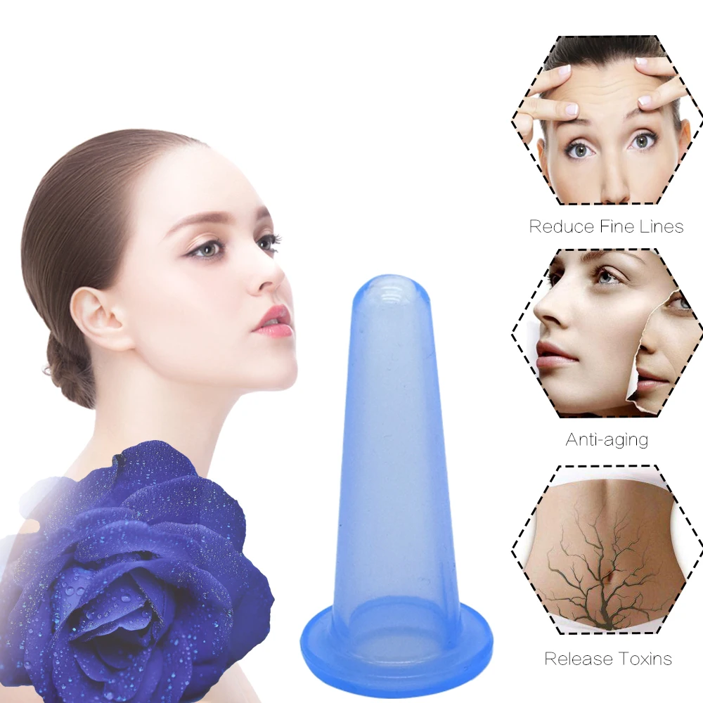 4 pcs Vacuum Cupping Massage Silicone For Face Massage Cans Anti Cellulite Face Massager Cupping Set Family Vacuum Jars Cups