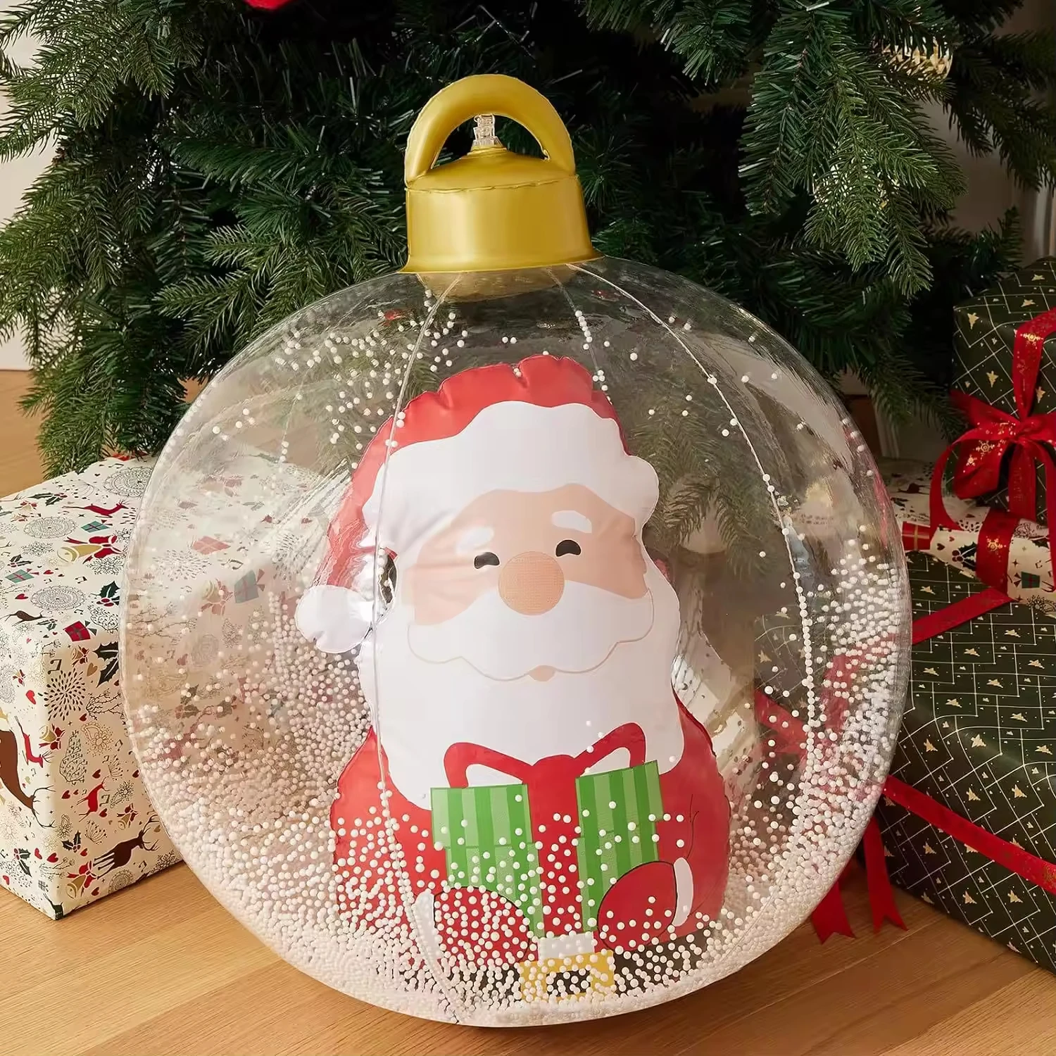 Christmas Tree Santa Claus Snowman Inflatable Balloon With Led Light Outdoor Yard PVC Sphere Transparent Blow Up Christmas Ball