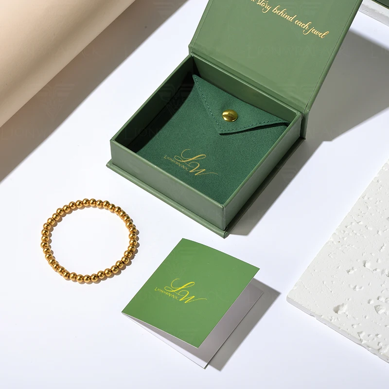 Lionwrapack Custom Logo Jewelry Box with Magnetic Flip Lid Eco Friendly Recyclable Packaging for Earring Ring Paper Packaging