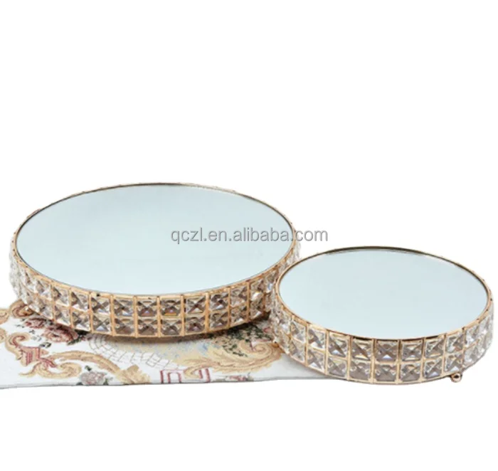 Golden main cake plate wedding dessert table high end crystal ornament party luxury