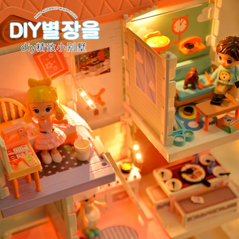 Little World Dollhouse Plastic Miniature Luxury Doll Villa Toys DIY Kids Girls Furniture Pretend Play
