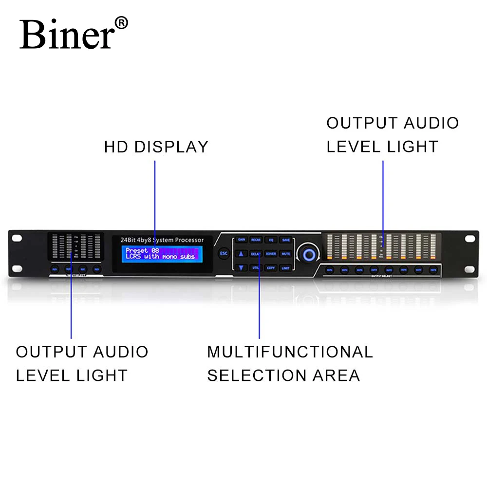 Цифровой аудиопроцессор Biner 4 8 2 In/6 Out предварительный эффектор для Домашнего Караоке выступления на сцене K