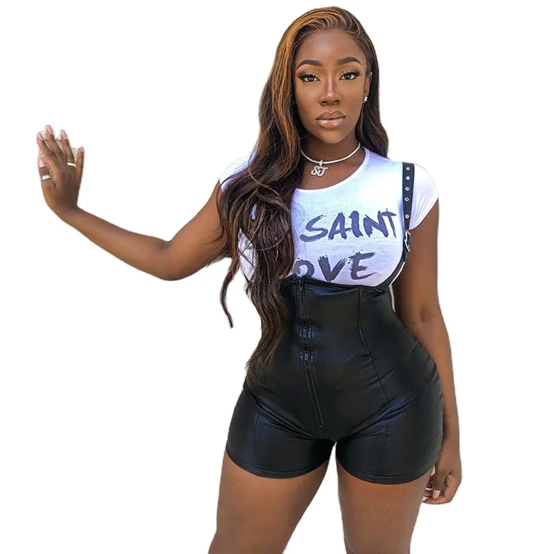 Женские повседневные спортивные штаны из ПУ кожи на подтяжках, Лидер продаж 2020