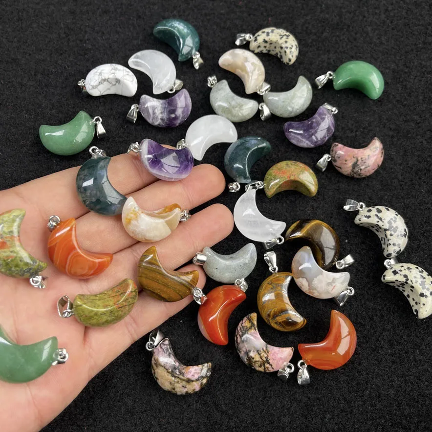 Оптовая продажа подвеска в виде полумесяца с кристаллами каменная форме сердца для изготовления ювелирных изделий