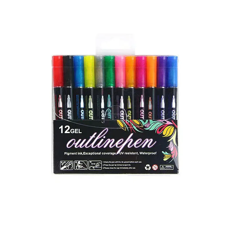 8/12/24 красочный двухлинейный контурный маркер DIY Doodle Painting Marker