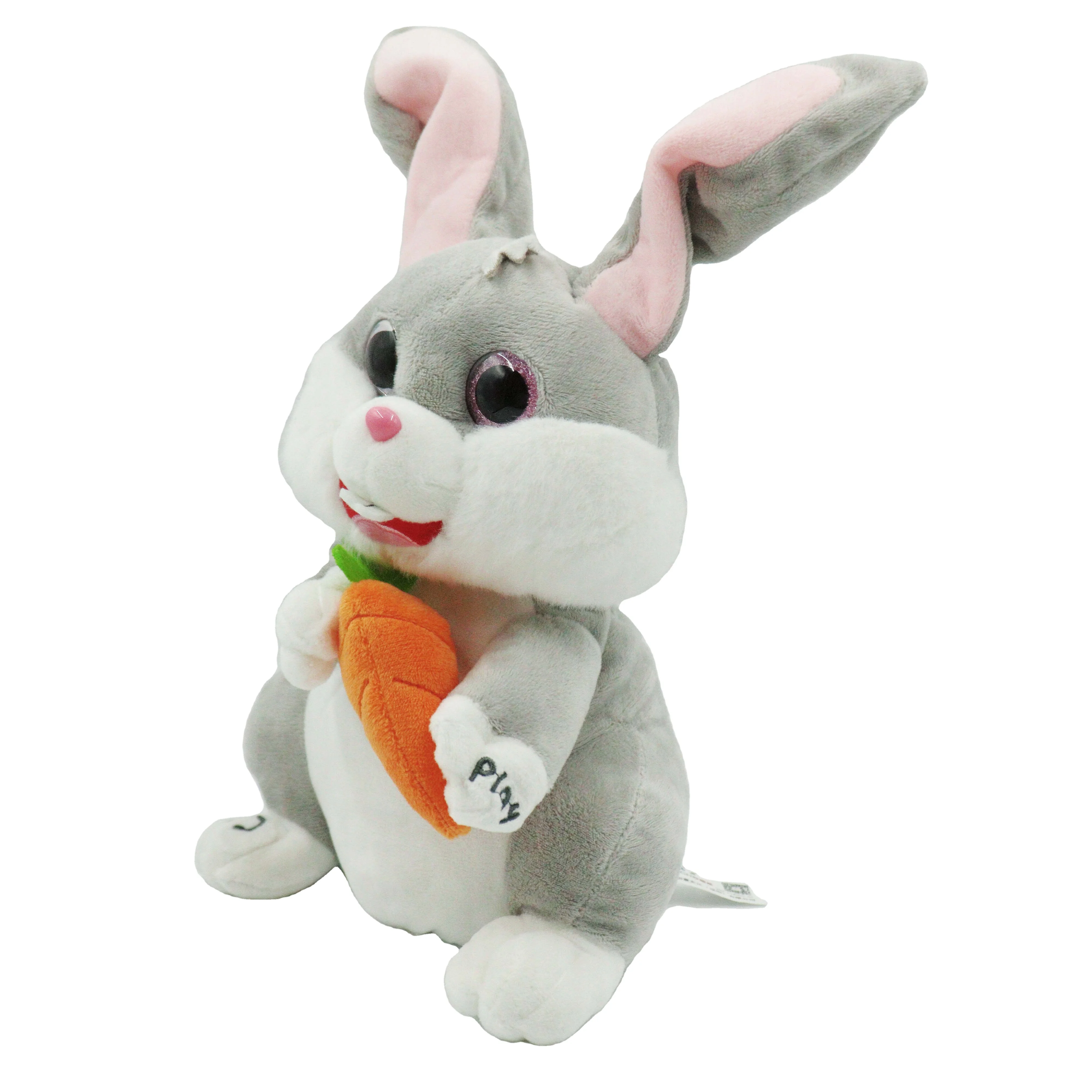 Wholesale Cheap	skin-friendly safe Great Fun Play Game Radish Rabbit music box  talking toys stuff toys electronic plush toys