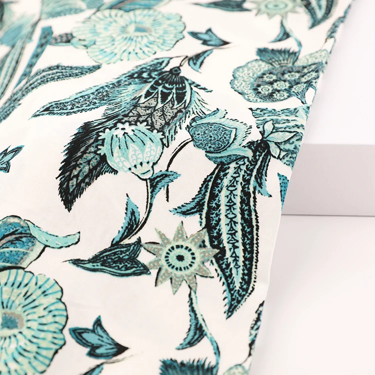 Оригинальный 105gsm Элегантный цветочный принт 100% вискоза ткань для платья 45s