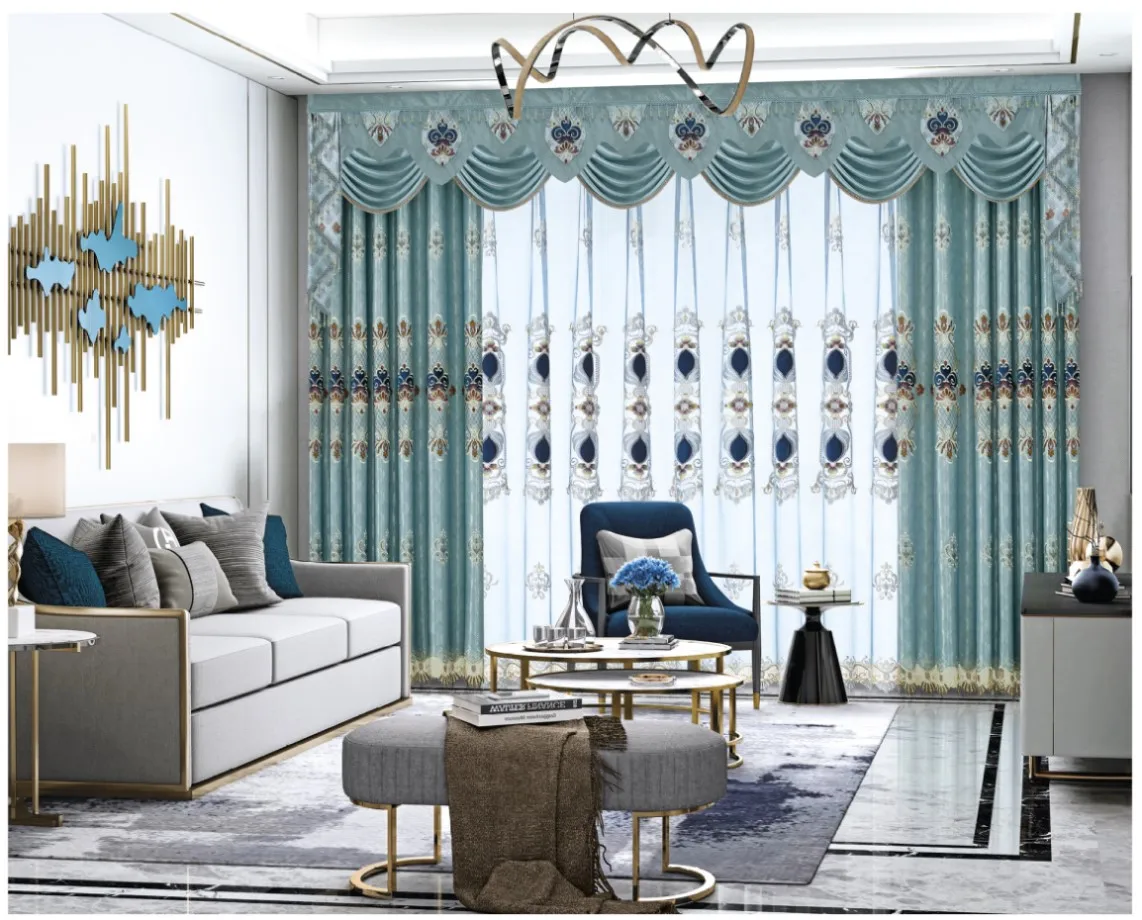 Современные готовые роскошные гостиной производства вышитые дешевые занавески окна шторы оптом