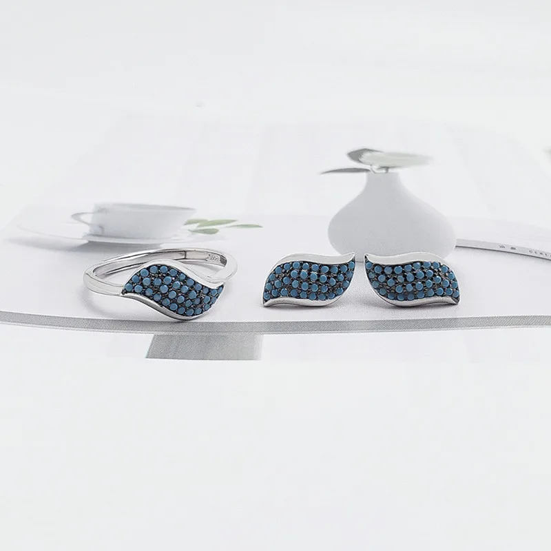 Wholesale Fashion Necklace Turkish Open Ring Geometric 925 Sterling Silver Jewelry Sets For Women