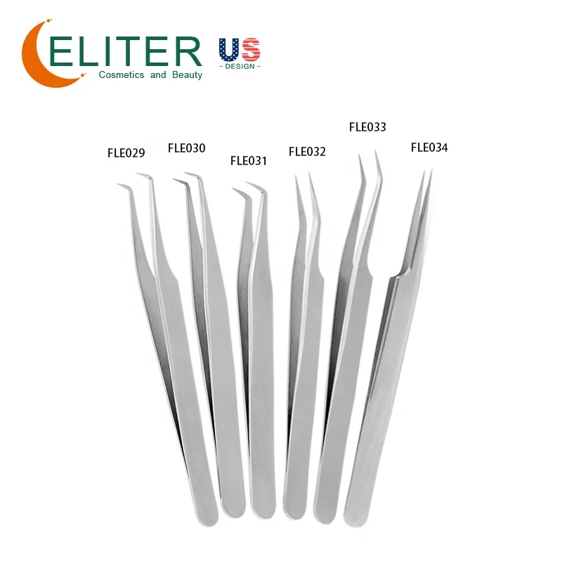 ELITER Hot Sell In Stock Full Range Titanium Eyelash Tweezer Steel Eyelash Tweezer Eyelash Tweezer Extensible
