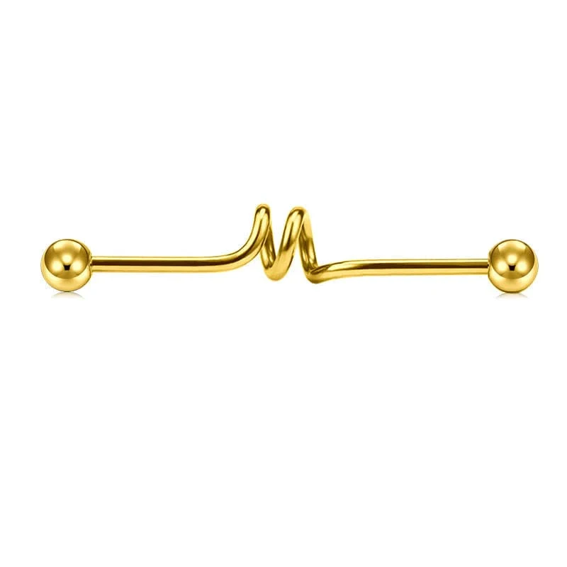 1pc 14 Gauge Women Industrial Stainless Steel Industrial Barbell Piercing 38mm External Thread