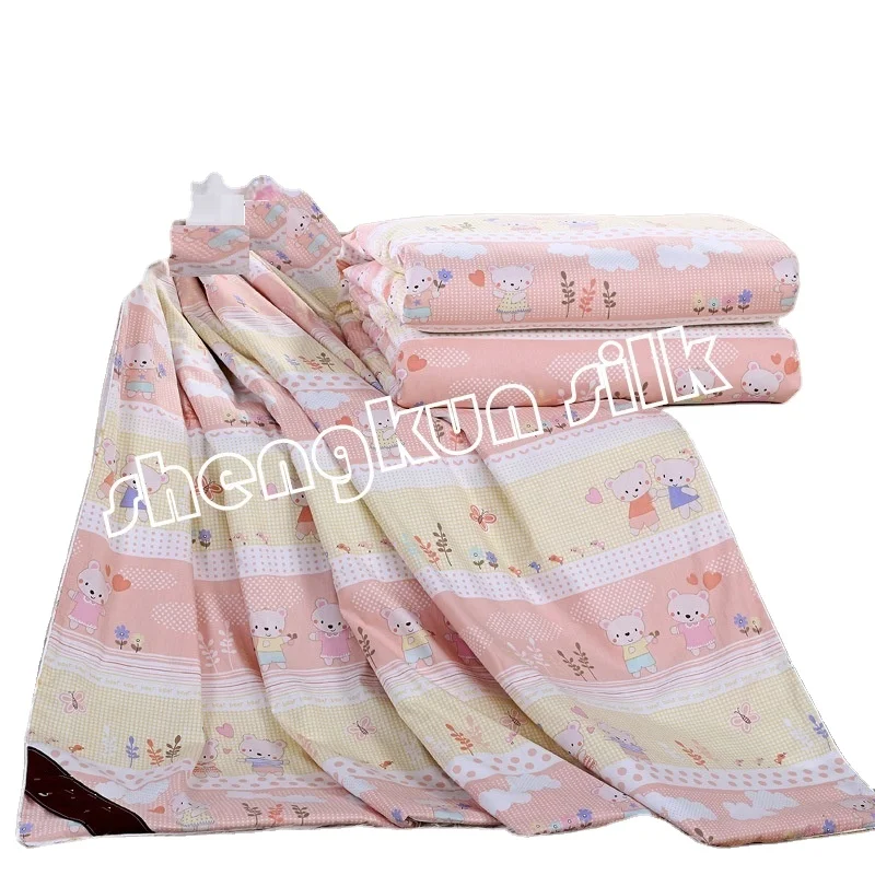 Китайский производитель, 100% шелк, роскошный Шелковый Комплект постельного белья для детей, постельное белье, простыня, пододеяльник, наволочка, наволочка