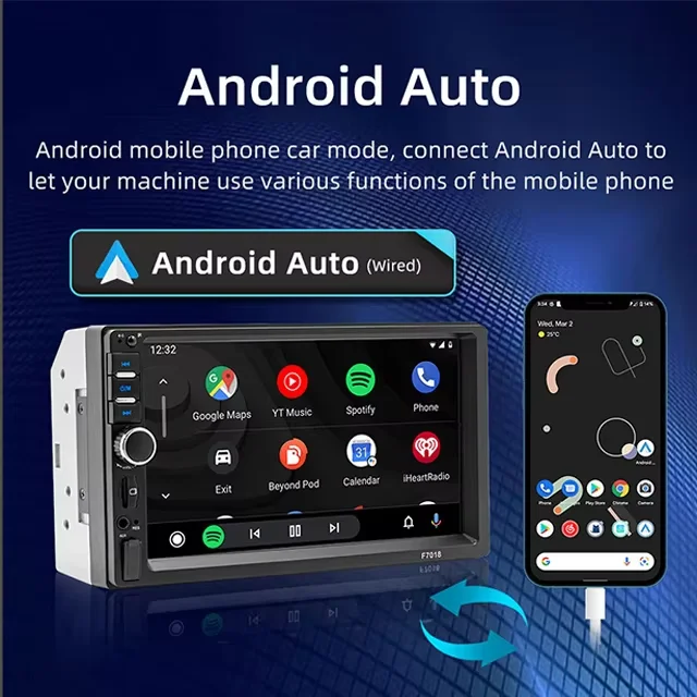 7 дюймов HD сенсорный экран Carplay Android Auto TF BT USB FM Hands Free резервная камера 2DIN автомобильное радио