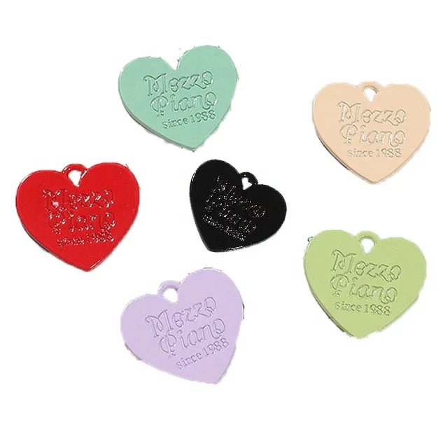 Engraved Logo Custom Charms Heart Shape Metal Pendant Jewelry
