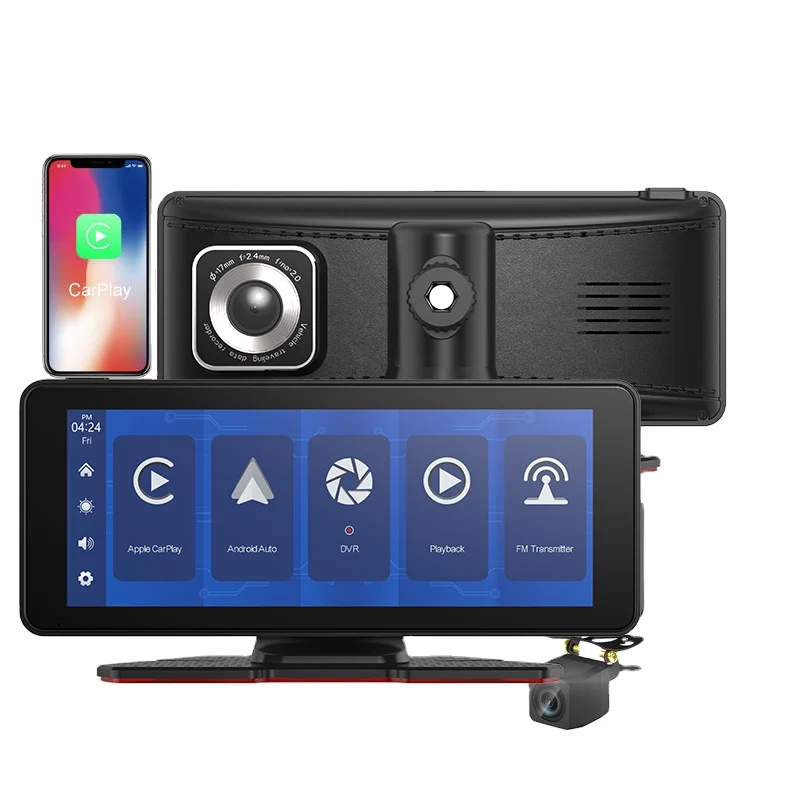 6.86 inch 2.5D full touch screen Car Dashcam  Dual Lens radio audio support BT/FM/WIFI  wireless Android Auto Carplay
