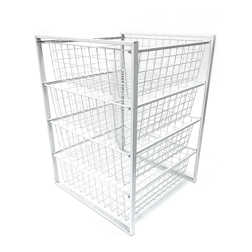 Best Selling Living Room Bathroom Storage Metal Wire Basket Drawer Organizer 4 Tier Organizer