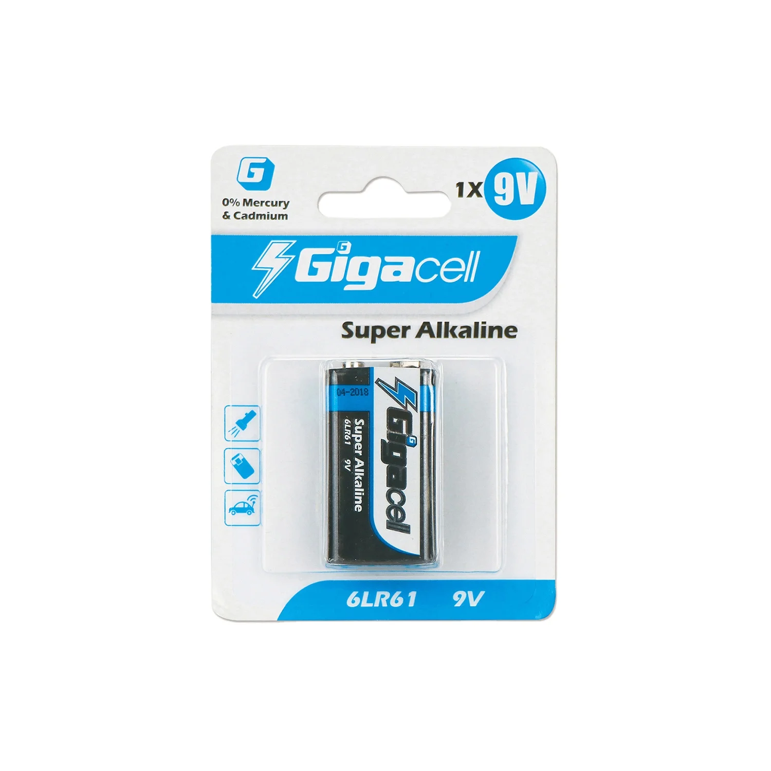 Giga cell 9V Alkaline Battery Super Alkaline size 6LR61 dry battery