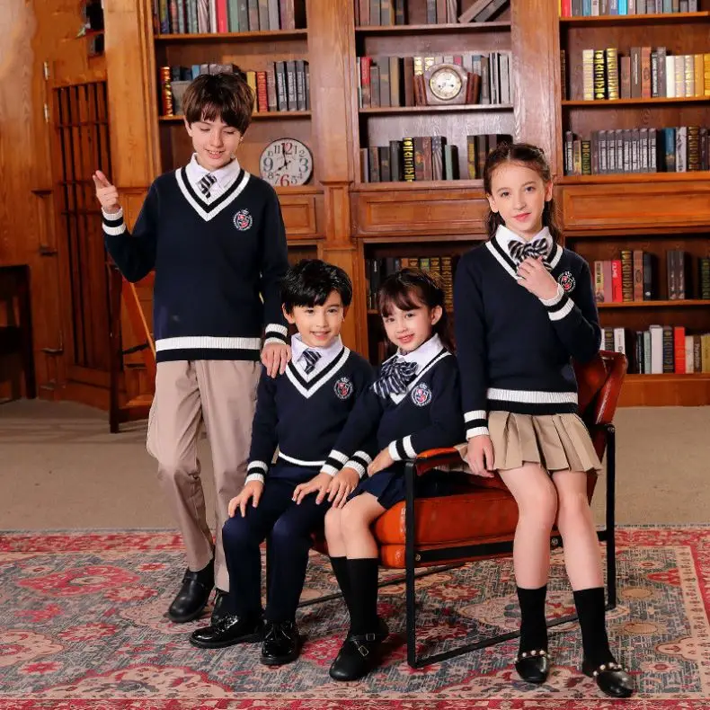 RG-Custom logo spring and autumn 2023 suitable match skirt and pants unisex sweater design school uniform