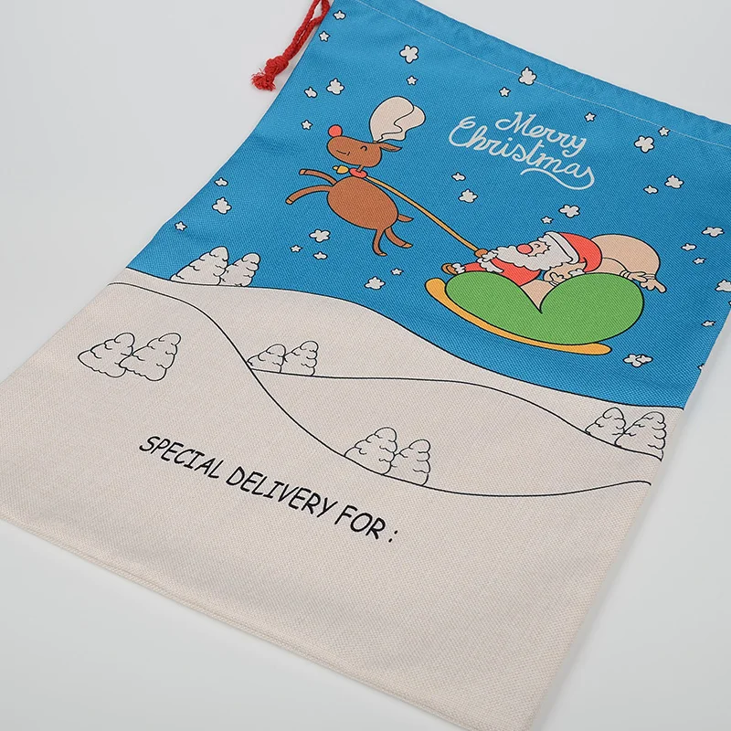 2021 New Linen-like Fabric Sublimation Santa Sacks