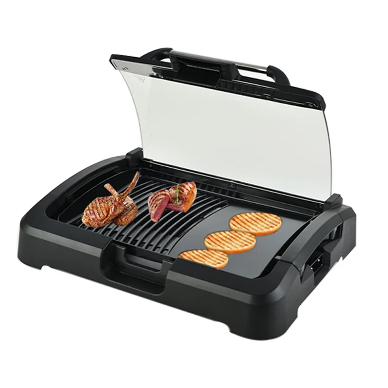 Электрический контакт bbq гриль Антипригарным покрытием электрический гриль bbq с регулируемым контролем температуры для кухни