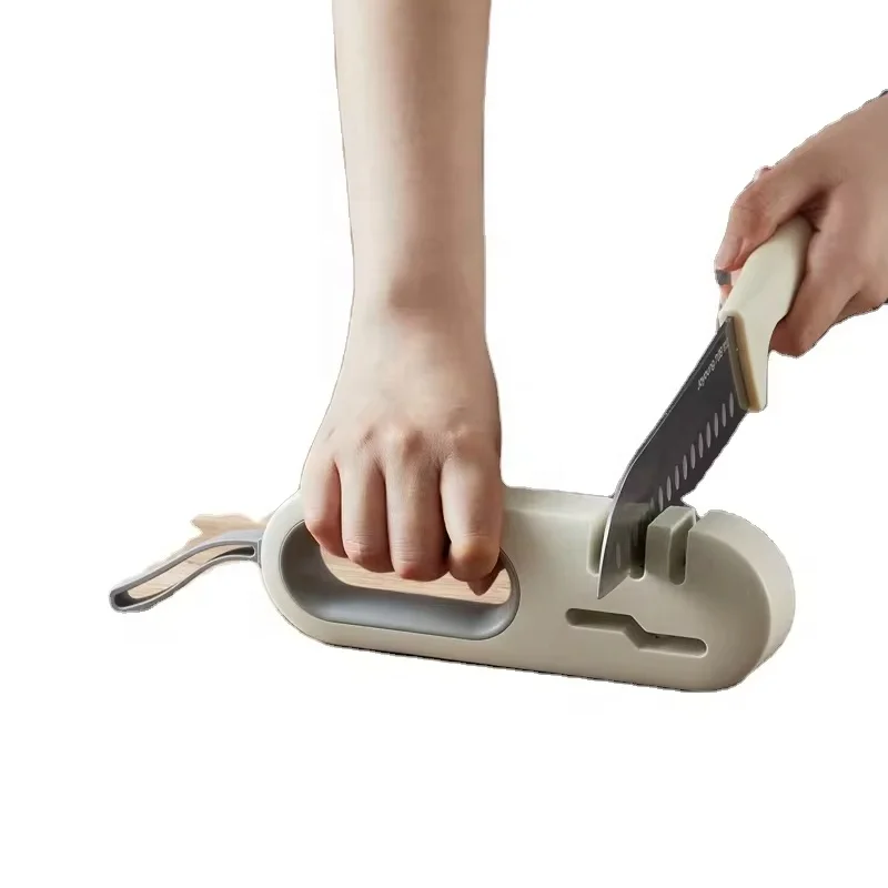 Original Design 4-in-1 Stainless Steel Kitchen Utensil Set Multifunctional Household Scissors Knife Sharpener Durable Tool Kit