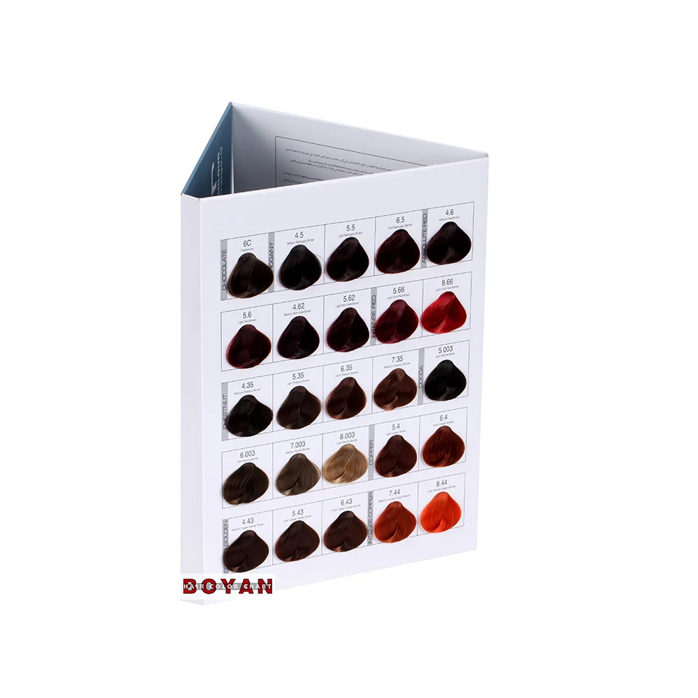 Multiple color choice 3-page hair dye color swatch chart for Salon