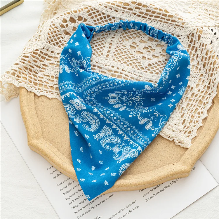 Summer European American hair accessories printed elastic fabric sun-protective triangular bandana folk classic head wrap  head