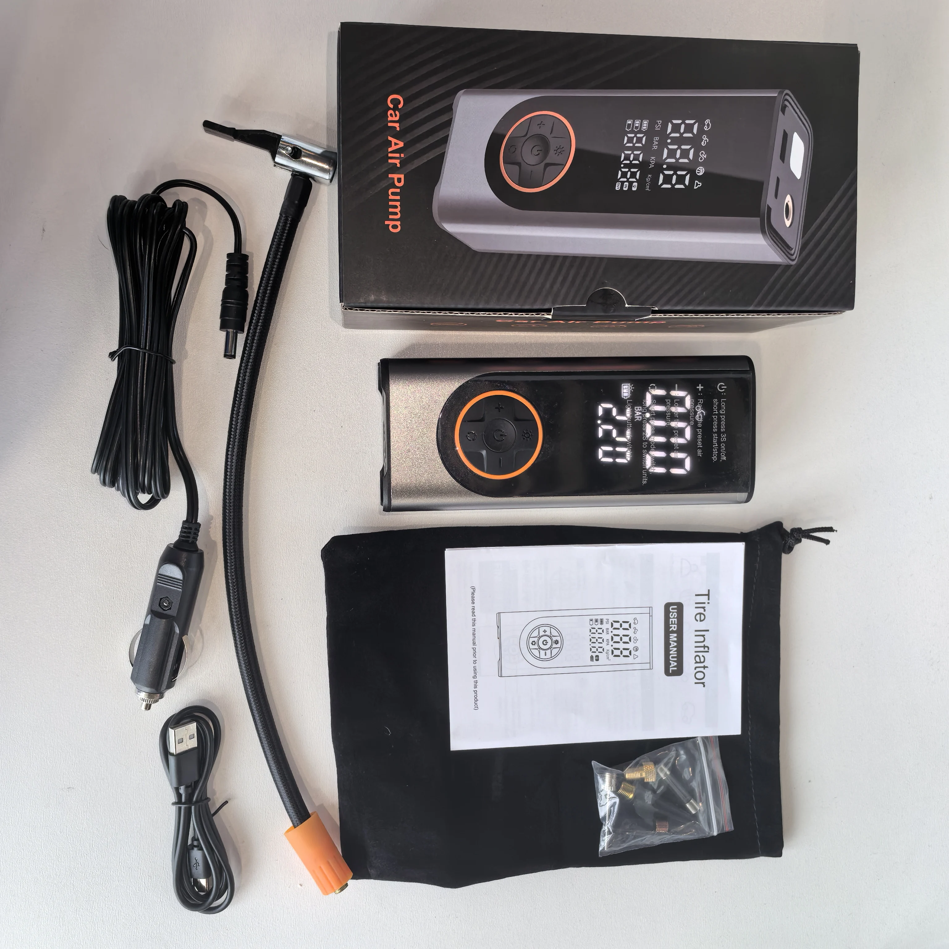 Upgraded 3*2000mah metal body Wireless Digital Car Tyre Inflator 12V Digital Display Portable Car Compressors Tire Inflators