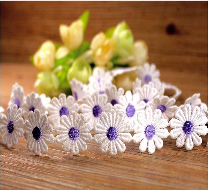 Colorful Daisy Flower Lace Trim Knitting Wedding Embroidered Diy Handmade Patchwork Ribbon Sewing Supplies Crafts
