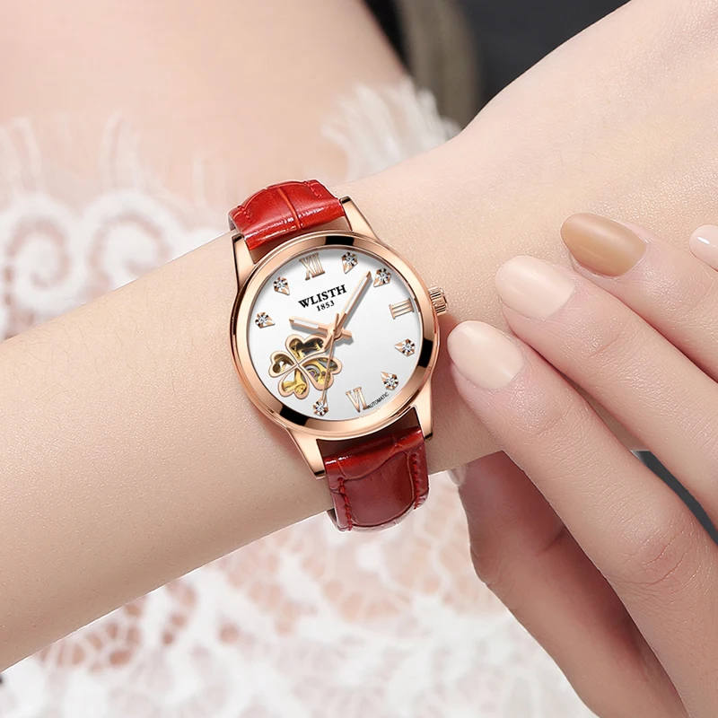 WLISTH Пользовательский логотип роскошные женские часы кожаные модные наручные механические