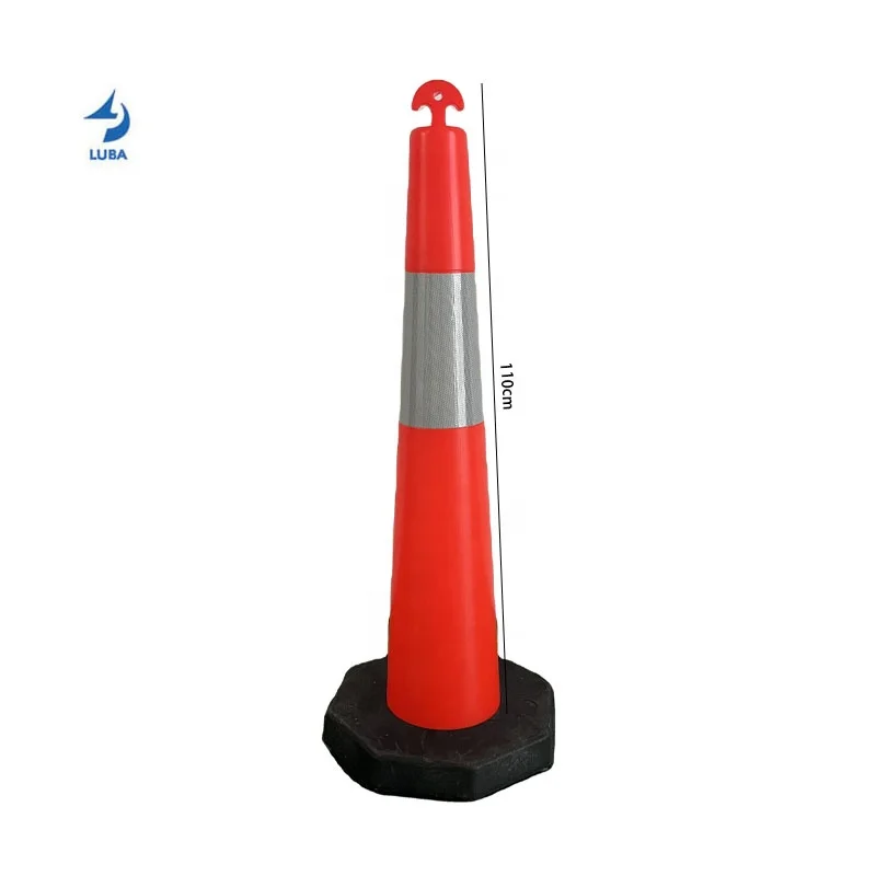 China Factory Traffic Highly Road Cone Visible PE Warning Delineator Red Post With Plastic Base