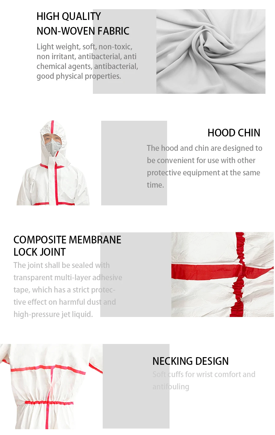 Type 5 6 PPE non woven protective coverall full body protection jumpsuit disposable protective coverall with hood and boot