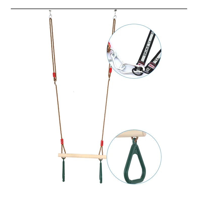 
Children Playing Gym Rings Trapeze Swing Play Set Ring for Kids Gymnastic Rings with Adjustable Rope 