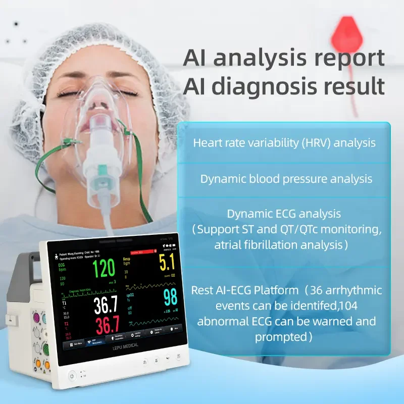 Lepu Portable Medical Multipara Touch Screen Remote Patient Monitoring Wall Mount Multi Parameter Patient Monitoring