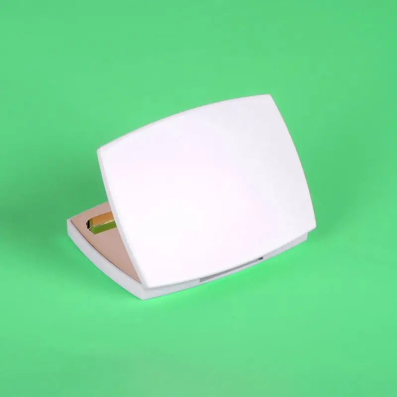 Double insert Two Pan elegant white compact case blush compact makeup compact container for face powder with mirror