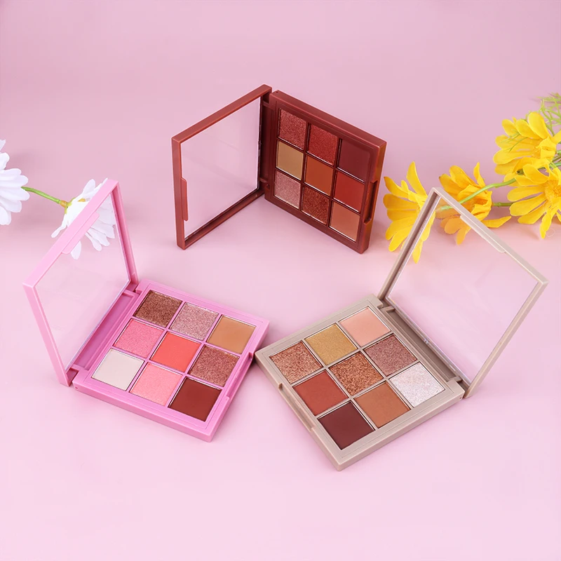 Wholesale Shimmer Shiny Makeup Eyeshadow Palette Vegan 9 Colors Glitter High Pigmented Eye Shadow Private Label