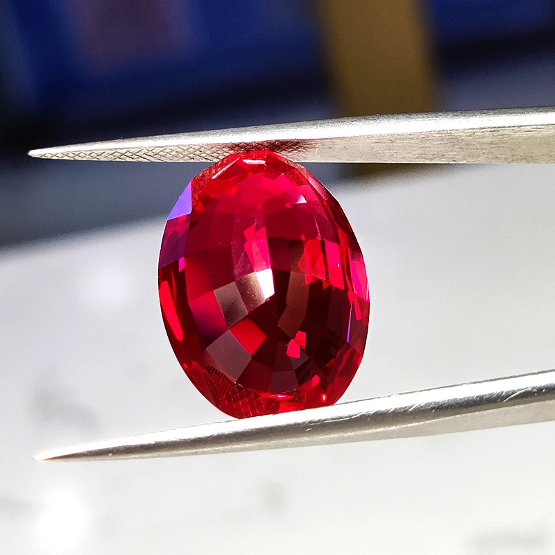 Artificial pigeon blood red ruby Thailand cut oval shape clear corundum gem stone for  fine jewelry lab created clear one