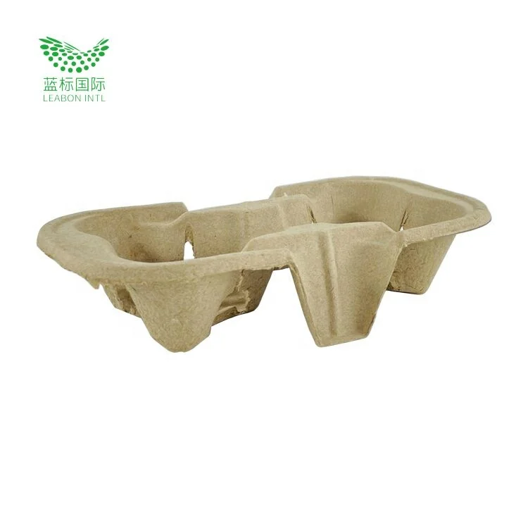 4 Compartment Coffee Paper Cup Carrier Tray Disposable Pulp Holder For Takeaway