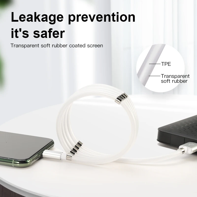 
Cables USB Light LED Micro Magnetic Self Winding Organizing Charging Cable Type c Fast Cable 