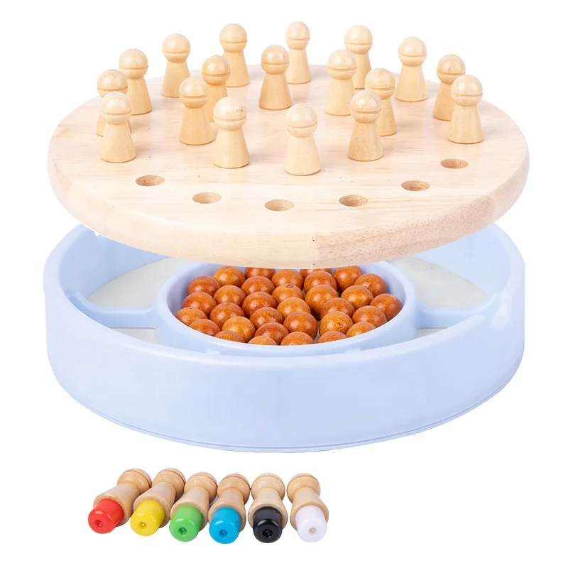 Wooden 2 In 1 Creative Color Memory Matching Chess Board Game Educational Toys for Kids