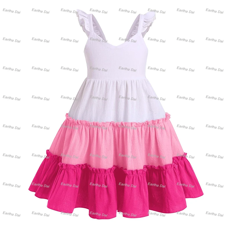 wholesale dress spring kids girls dresses 2-12 children clothing cotton flutter sleeve baby toddler girls dresses