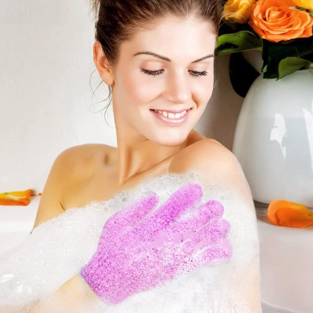 Beauty Skin Shower Scrubber Mitt Double Sided Exfoliating Bath Gloves for Women Men