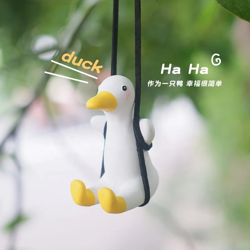 Factory Offer Car Rearview Pendant Interior Aromatherapy Car Decoration Cute Little Duck Swing