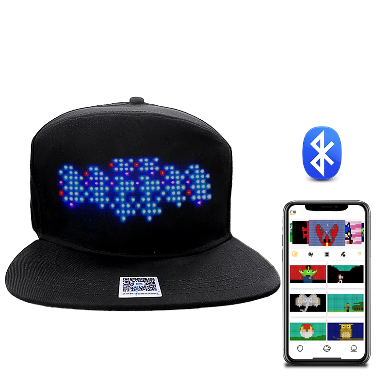 Led flashing baseball cap programmable led cap glow instagram halloween light up luminous led golf hat