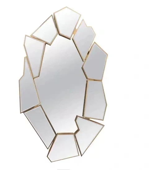 68.5X120X9cm Modern Gold Ornate Design Mirror Plated Mirror Color Stainless Steel Framed Fashion Wall Decor 3d Mirrors