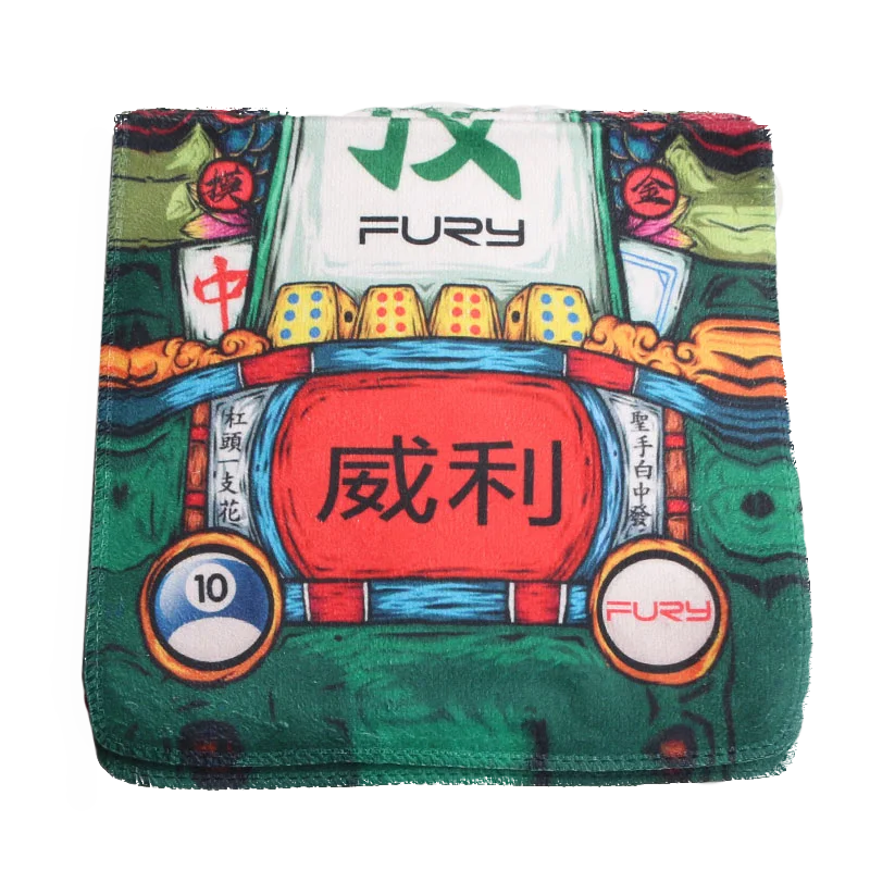 FURY Mahjong pattern Multi-function billiard accessories Rod wiping cloth microfiber pool snooker cue cleaning towel Maintenance
