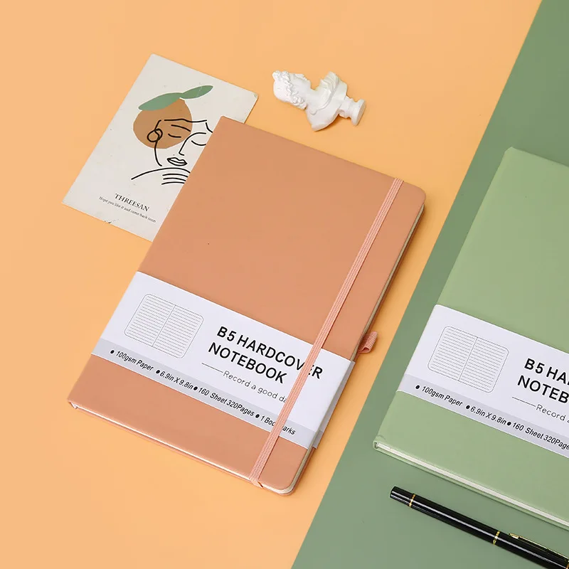 OEM Factory Custom Logo A5 B5 White Conference Learning Pu Leather Notebook for Business Promotion