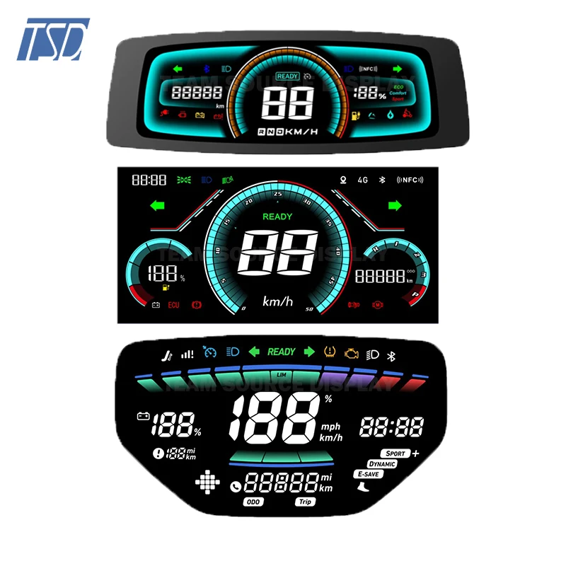 Custom Shape VA STN TN HTN Motorcycle Car Speedometer Instrument Dashboard Cluster Segment Graphic Monochrome LCD Display