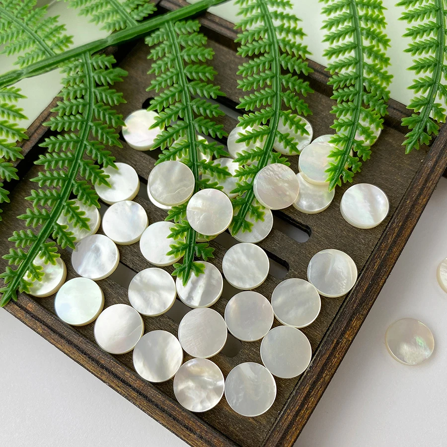 Wholesale white shells Customizable size shape Double flat cut round High quality Mother of pearl jewelry making Loose gemstone