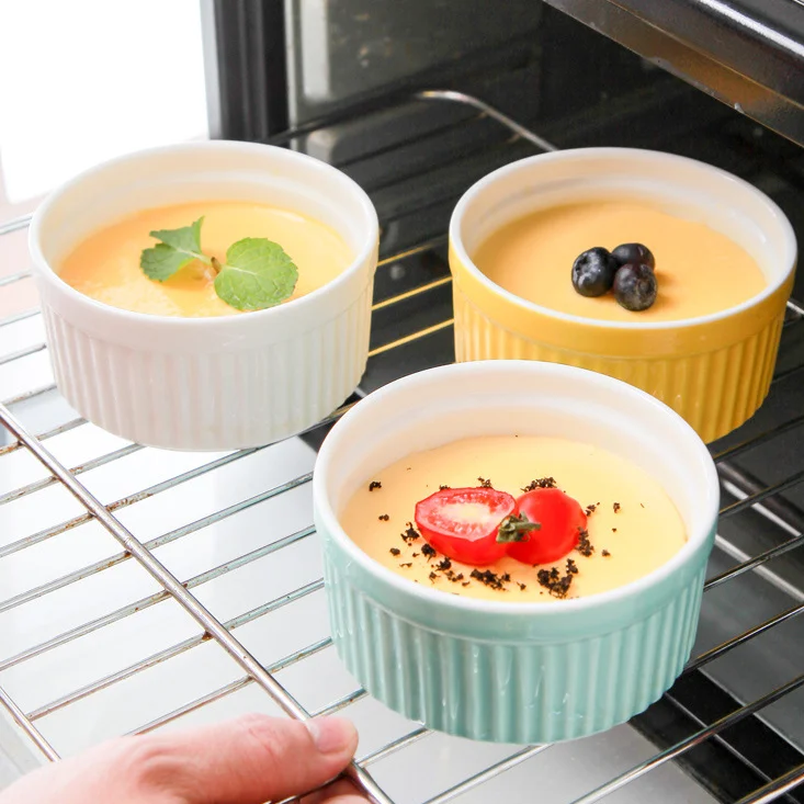Керамические формочки круглые суфле Многоразовые безопасные фарфоровые чашки для выпечки тортов пудинга десертная миска